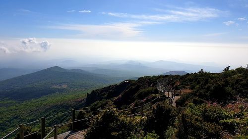 Scenic view of mountains against sky