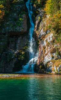 Scenic view of waterfall