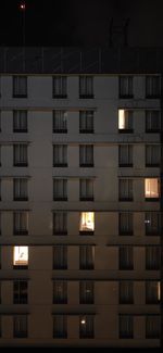 Low angle view of building at night