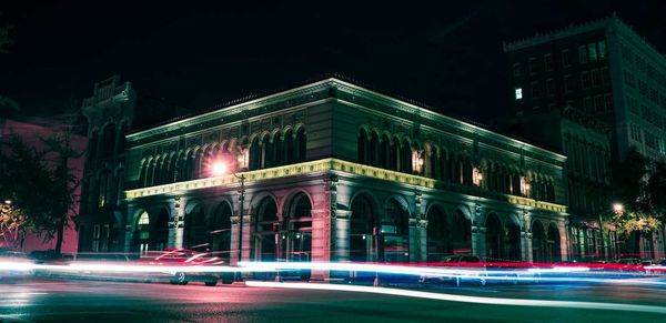 View of illuminated building at night