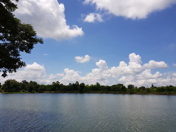 Scenic view of lake against sky