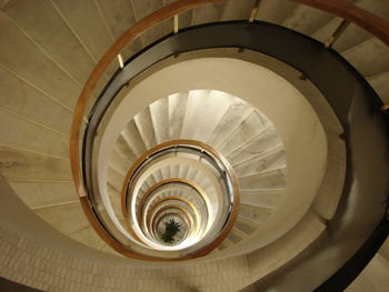 High angle view of spiral staircase