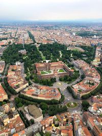 High angle view of buildings in city