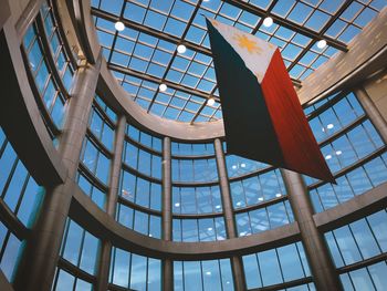 Low angle view of skylight in building