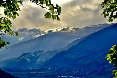 Low angle view of mountains against sky