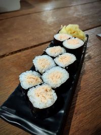 Close-up of dessert in plate on table