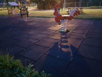 Children playing on footpath