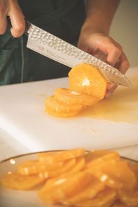 Close-up of person preparing food