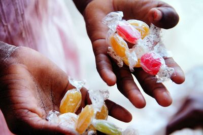 Close-up of person holding ice cream