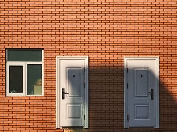 Closed door of building