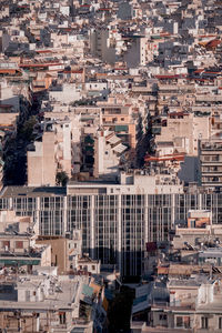 High angle view of buildings in city