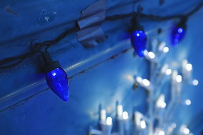 Close-up of illuminated blue lights