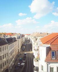 High angle view of cityscape against sky