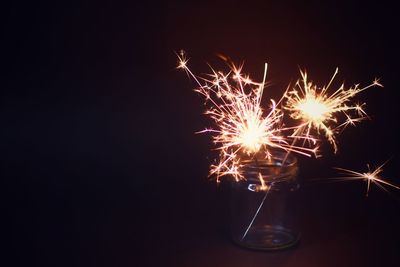 Firework display at night