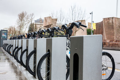 Bicycles on street in city