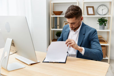 Businessman working in office