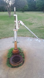 Close-up of metallic structure in park