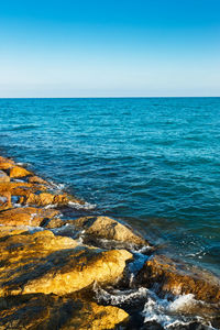 Scenic view of sea against clear sky