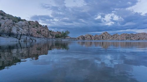 Scenic view of lake against sky