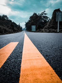 Surface level of road against sky