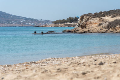 Scenic view of sea against clear sky