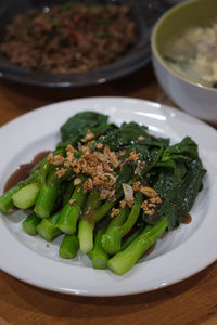 High angle view of meal served in plate