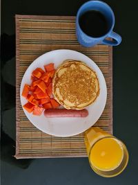 Directly above shot of breakfast served on table