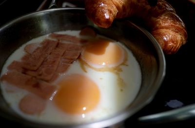 High angle view of breakfast served in bowl