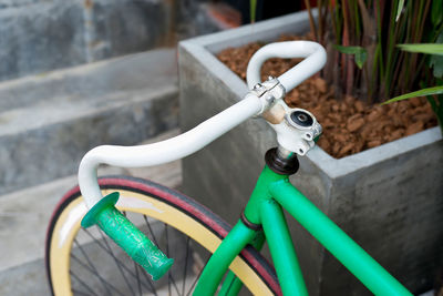 High angle view of bicycle handlebar