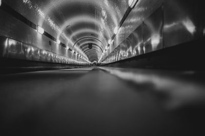 Surface level of illuminated tunnel