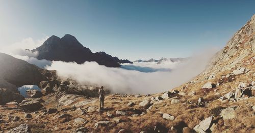 Panoramic view of mountains against sky