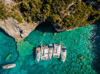 High angle view of rocks in sea