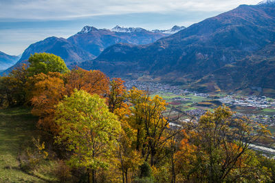 Scenic view of mountains against sky