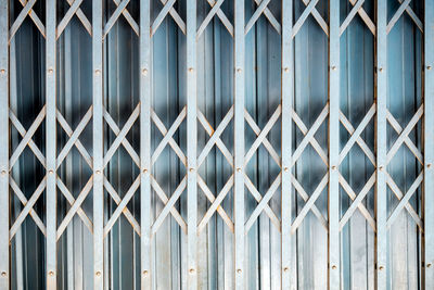 Detail on texture surface of steel door stretch when it close