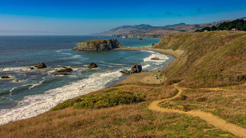 Scenic view of beach against sky