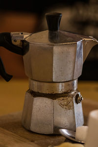 Close-up of coffee cup on table