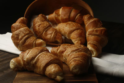 Close-up of bread in plate on table