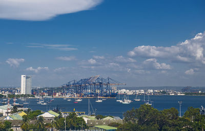 View of the cartagena harbour over the bay