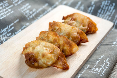 Close-up of fried food on table