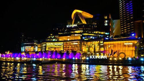 Illuminated buildings at night