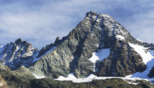 Low angle view of rocky mountains