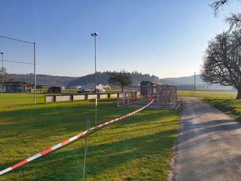 View of soccer field against sky