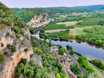 High angle view of river amidst landscape