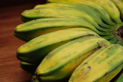 High angle view of bananas on table