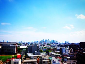 Cityscape against blue sky