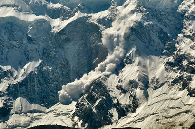 High angle view of snowcapped mountains