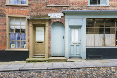 Doors on elm hill, norwich, norfolk, uk