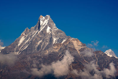 Nature view of himalayan mountain range at poon hill view point,nepal. 