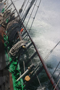 High angle view of boat in sea