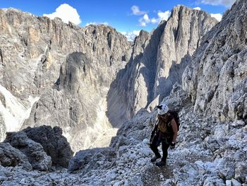 Front view of woman walking on mountain